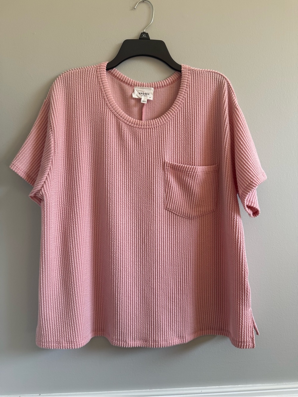 Andre ribbed top, medium, pink, EUC